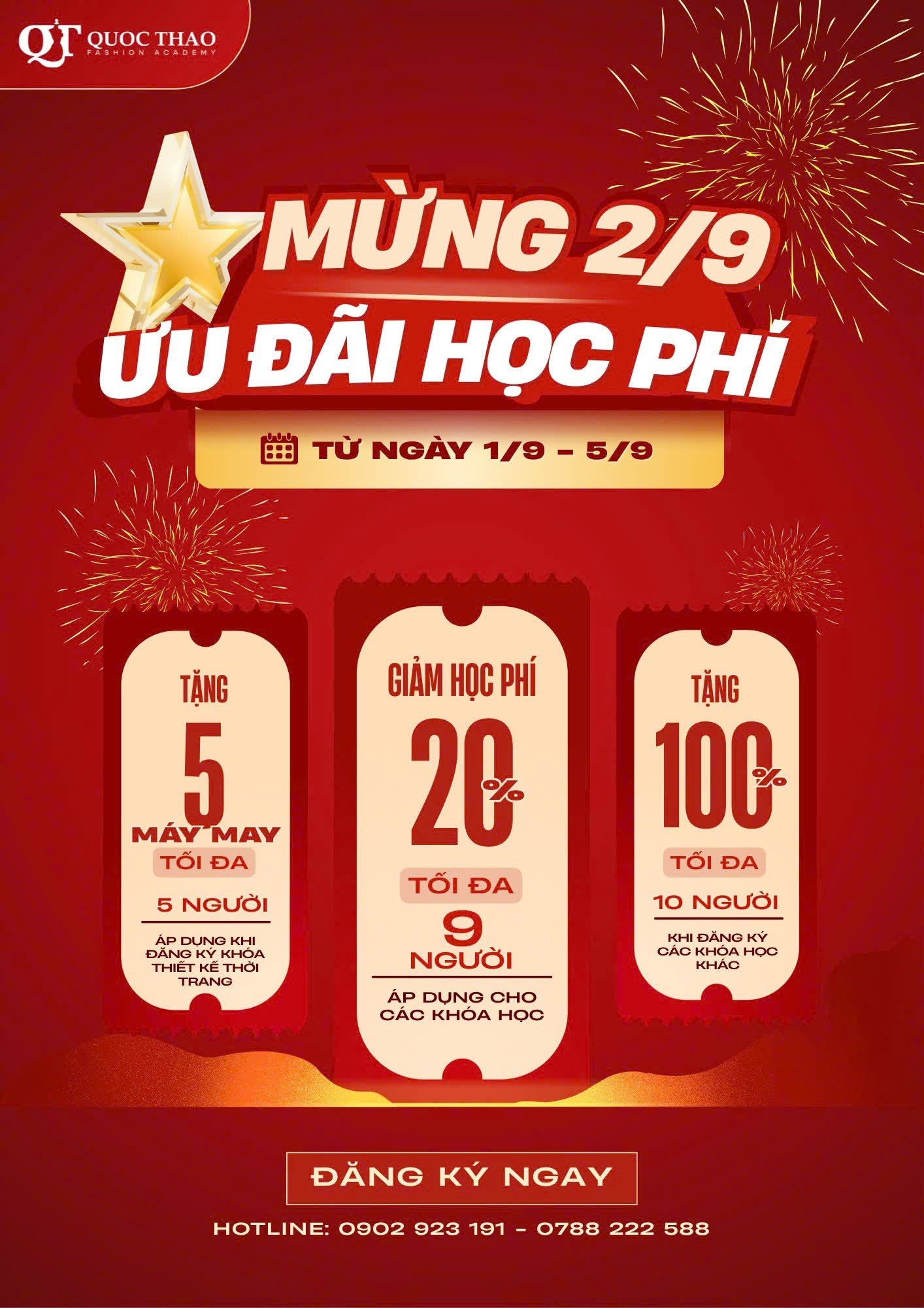 ƯU ĐÃI ĐẶC BIỆT MỪNG QUỐC KHÁNH 2/9 & MÙA TỰU TRƯỜNG 5/9